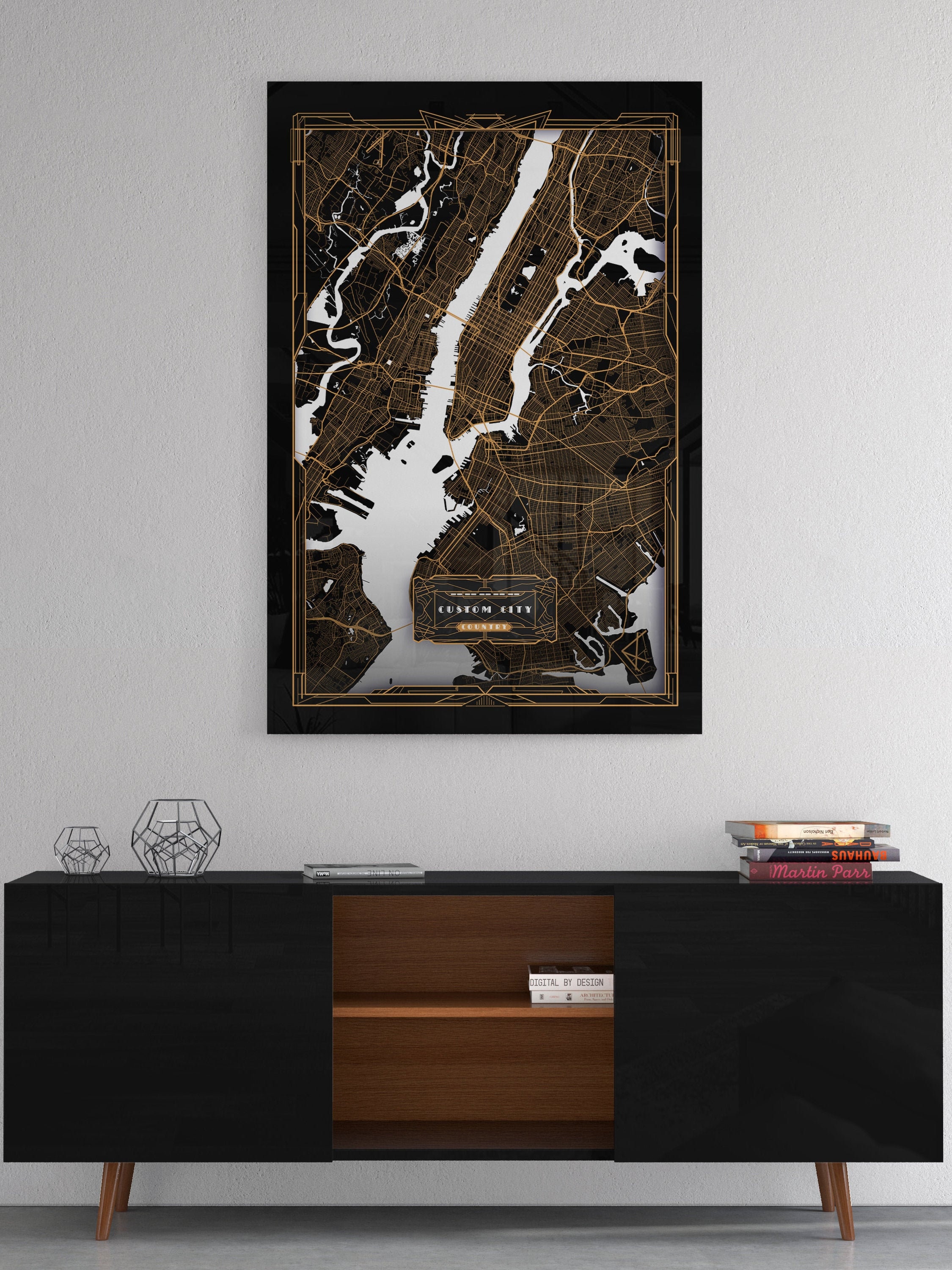 Custom City Map Acrylic Print | Glass Art| Custom Map Art | Custom Map ...