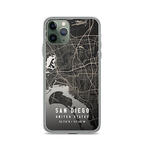 サンディエゴ カリフォルニア シティ マップ ケース iPhone 14、iPhone 14+/Pro/Pro Max、iPhone 13、iPhone 13 Pro/Pro Max/Mini、iPhone 12/11/X用