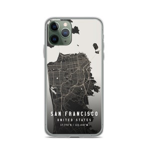 サンフランシスコ カリフォルニア シティ マップ ケース iPhone 14、iPhone 14+/Pro/Pro Max、iPhone 13、iPhone 13 Pro/Pro Max/Mini、iPhone 12/11/X用