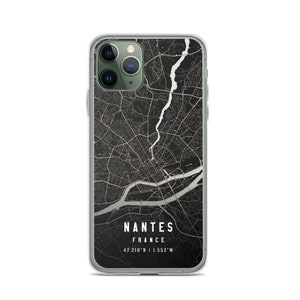 ナント フランス シティマップ ケース iPhone 14、iPhone 14+/Pro/Pro Max、iPhone 13、iPhone 13 Pro/Pro Max/Mini、iPhone 12/11/X用