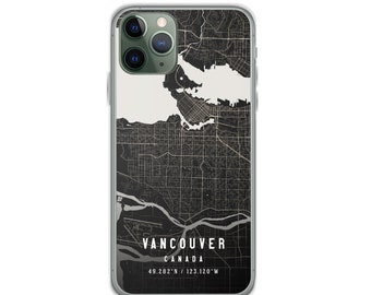 Vancouver B.C City Map Case For iPhone 14, iPhone 14 Plus/Pro/Pro Max, iPhone 13, iPhone 13 Pro/Pro Max/Mini, iPhone 12/11/X