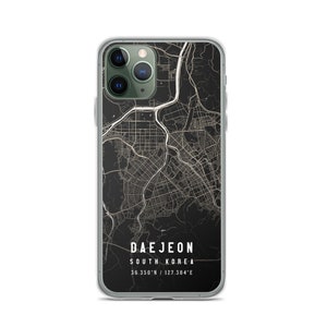 Daejeon South Korea City Map Case For iPhone 14, iPhone 14 Plus/Pro/Pro Max, iPhone 13, iPhone 13 Pro/Pro Max/Mini, iPhone 12/11/X