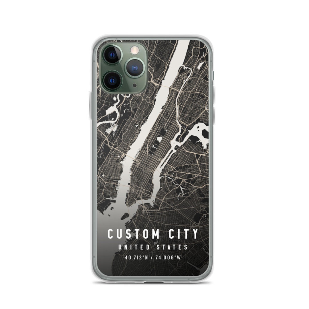 Ios Map Front Cover Custom City Map Clear Case for iPhone 14, iPhone 14 Pro/pro Max, iPhone ...