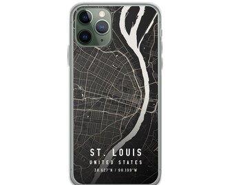St. Louis Missouri City Map Case For iPhone 14, iPhone 14 Plus/Pro/Pro Max, iPhone 13, iPhone 13 Pro/Pro Max/Mini, iPhone 12/11/X