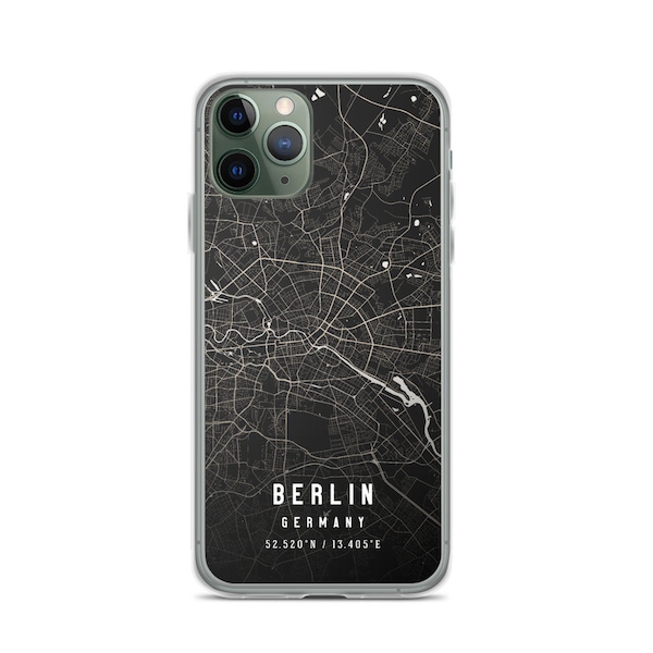 Berlin Germany City Map Case For iPhone 14, iPhone 14 Plus/Pro/Pro Max, iPhone 13, iPhone 13 Pro/Pro Max/Mini, iPhone 12/11/X