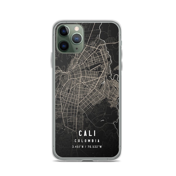 Cali Colombia City Map Case For iPhone 14, iPhone 14 Plus/Pro/Pro Max, iPhone 13, iPhone 13 Pro/Pro Max/Mini, iPhone 12/11/X