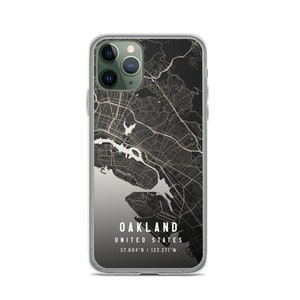 オークランド カリフォルニア シティ マップ ケース iPhone 14、iPhone 14+/Pro/Pro Max、iPhone 13、iPhone 13 Pro/Pro Max/Mini、iPhone 12/11/X用