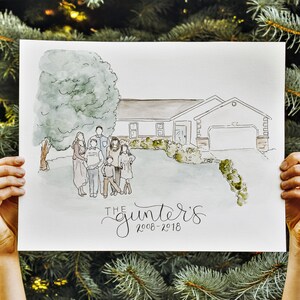 Custom Home and Family Watercolor Painting image 7