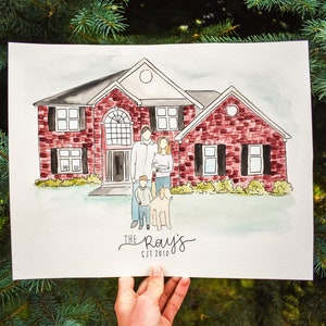 Custom Home and Family Watercolor Painting image 4