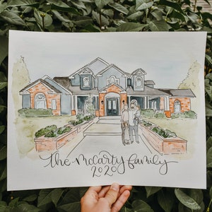 Custom Home and Family Watercolor Painting image 5