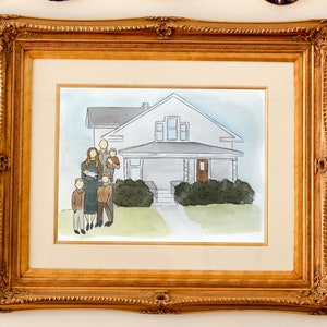 Custom Home and Family Watercolor Painting image 1