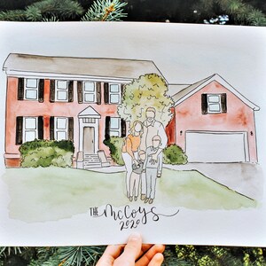 Custom Home and Family Watercolor Painting image 3