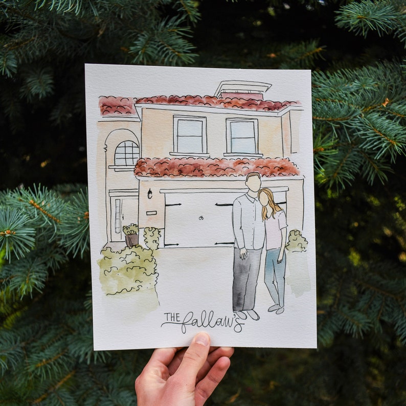 Custom Home and Family Watercolor Painting image 8