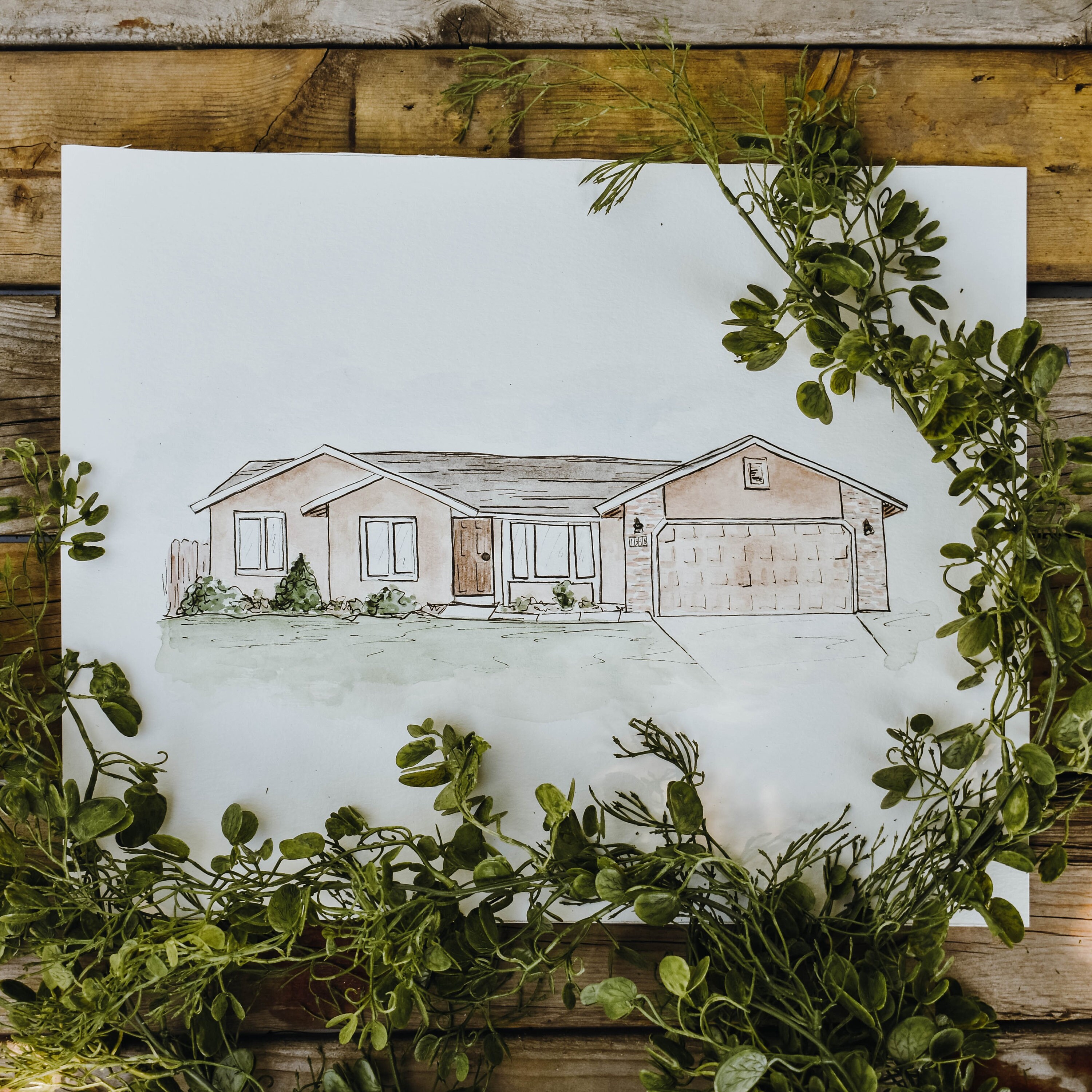 Custom Home Watercolor Painting