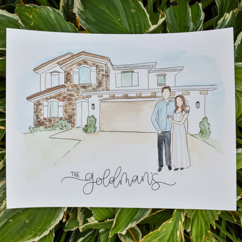 Custom Home and Family Watercolor Painting image 6