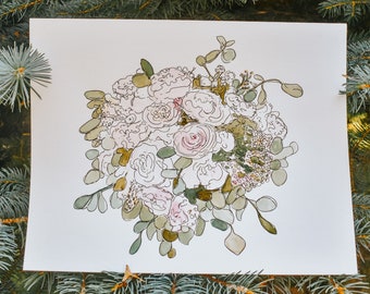 Custom Wedding Bouquet Watercolor Painting