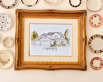 Custom Home Watercolor Painting