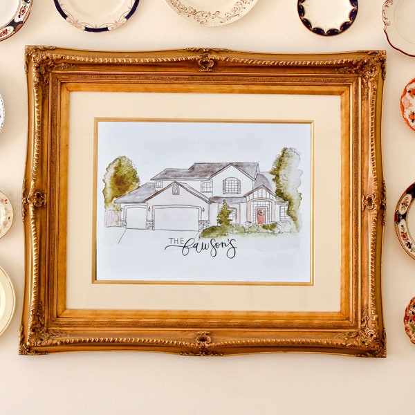 Custom Home Watercolor Painting