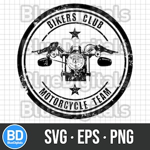 Bikers Club SVG / Motociclismo Team Vettore EPS / Timbro SVG Biker / Timbro PNG Moto Team / Icona SVG Motor Club / Timbro di gomma Bikers Eps