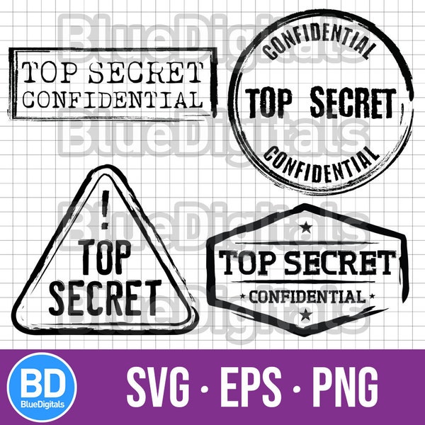 Top Secret SVG Rubber Stamps | Confidential Top Secret EPS Vector Stamp | Top Secret PNG Stamps | Top Secret Grunge Rubber Stamps