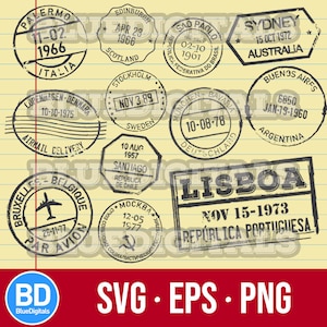 Post Office Rubber Stamps SVG | Vintage Vector EPS Post Stamps | Set of PNG Post Office Stamps | Postage Mail Grungy Rubber Stamps Svg