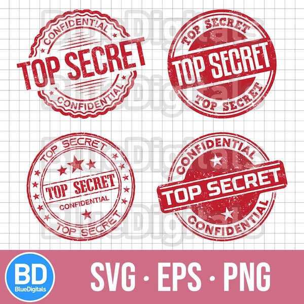 Top Secret SVG | SVG Vector Stamps | Rubber Stamps | PNG 300 ppi | Top Secret Confidential Vector Stamps | Grungy Stamps | Red Grungy Stamps
