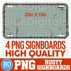 空白の PNG 看板 | 4 つの錆びた看板 | 破損した PNG 看板セット | PNG 古いグランジ メタル | 即時ダウンロード