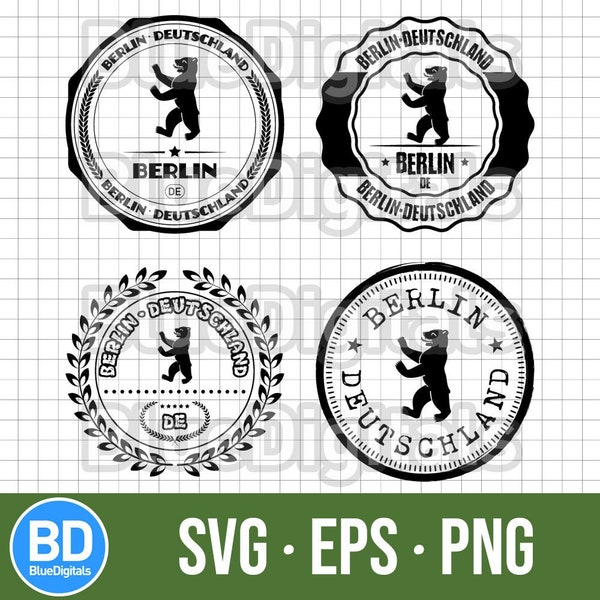 Berlin SVG Badges | EPS Vector Berlin Stamps | Berlin Germany PNG Stamps | Svg Germany Berlin City Stamps | Transparent Background Png