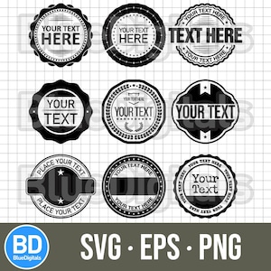 Vector SVG Black Badges | EPS Stamps | Set of PNG Stamps | Blank Svg Icons Labels | Vector Label Stamp Set | 300 ppi Transparent Png