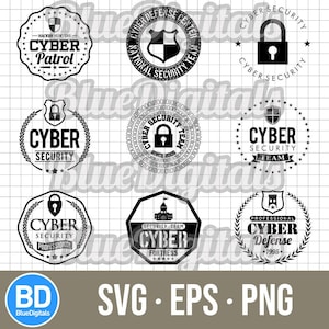 Cyber Sicherheit SVG-Logos | Cyber Team EPS Vektor | Cyber Verteidigung PNG Stempel | Cybersicherheits-Stempel und Symbole | Netzwerksicherheit png