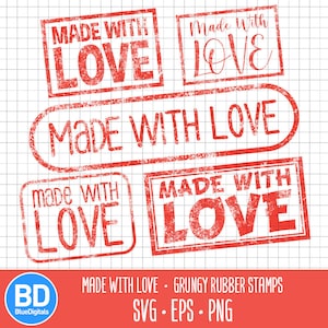Made With Love SVG | Vector Rubber Stamps | PNG Rubber Stamps | Eps Made With Love Stamps | SVG Rubber Stamps