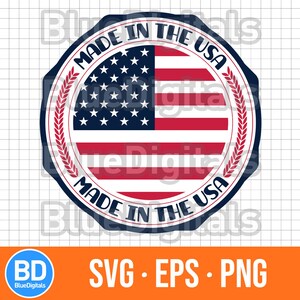 Made in USA | SVG Made in The USA Label | Eps American Made Badge | Png Made in Usa Icon | Vector Made in The Usa Label with American Flag