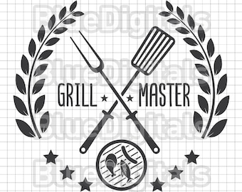 Grill Master SVG / Bbq Master EPS Icon / Grill Master PNG / Vector Grill Master / Laurel Vector Svg / Png Grill Master Logo / 300 ppi Png