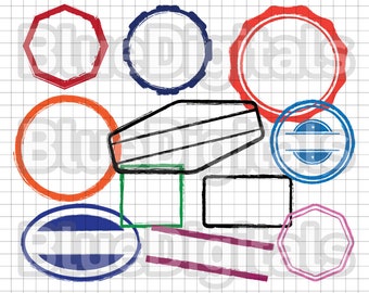 Svg Rubber Stamp Templates | Blank Stamps SVG | Vector EPS Stamps | Set of PNG Rubber Stamps | Grungy Icons | Eps Blank Stamp Templates