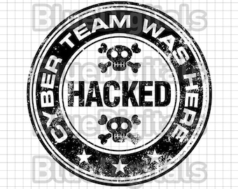 Cyber Team SVG Stamp | Funny Hacker Stamp EPS Vector | Cyber Security PNG Icon | Hacked Icon Svg Black Stamp | Hacked Stamp with Skulls Svg