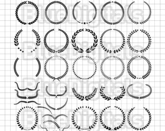 Laurel Wreath Vector | SVG Laurel Icons | EPS Wreath Bundle | Set of PNG Laurels | Award Prize Wreath Svg | 300 ppi Transparent Png