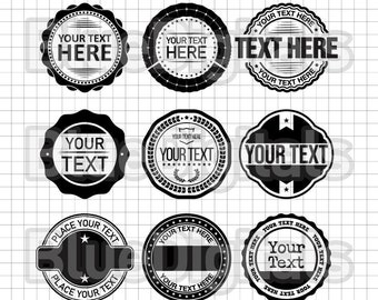 Vector SVG Black Badges | EPS Stamps | Set of PNG Stamps | Blank Svg Icons Labels | Vector Label Stamp Set | 300 ppi Transparent Png