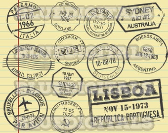 Post Office Rubber Stamps SVG | Vintage Vector EPS Post Stamps | Set of PNG Post Office Stamps | Postage Mail Grungy Rubber Stamps Svg