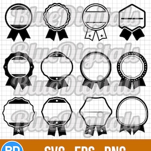 SVG Buttons mit Band | Vektor-EPS-Farbband-Abzeichen und Etiketten | PNG Farbband-Abzeichen | Vektor-Svg-Abzeichen und Etiketten | Set Png Blanko Stempel