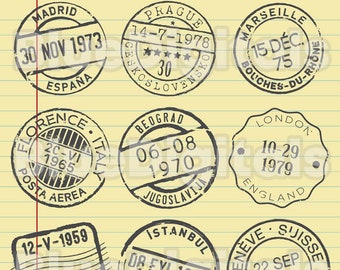 Post Office Rubber Stamps SVG | Vintage Post Stamps EPS Vector | Postage Mail Rubber Stamps PNG Set | Grungy Post Service Stamps Svg