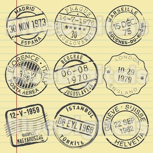 Post Office Rubber Stamps SVG | Vintage Post Stamps EPS Vector | Postage Mail Rubber Stamps PNG Set | Grungy Post Service Stamps Svg