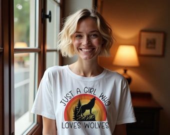 Just A Girl Who Loves Wolves for Tshirt Pillow Mug, Sublimation Wolf Tshirt Design, Wolf Motivational PNG Design Tshirt 300 DPI