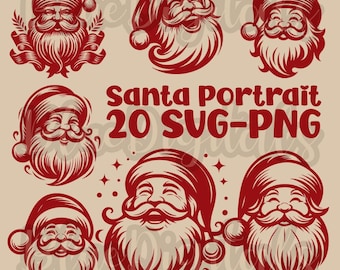 Babbo Natale in formato SVG, Ritratto di Babbo Natale in formato SVG, Pacchetto di Babbo Natale in formato PNG, Silhouette di Babbo Natale in formato SVG, Clipart di Babbo Natale in formato SVG, Pacchetto di Babbo Natale in formato Png in formato SVG