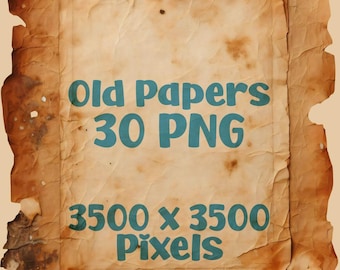 Old Paper Clipart, Antique Paper PNG Set of 30, Stained Old Papers Png, Digital Old Paper, Printable Old Paper Clipart, Commercial Use