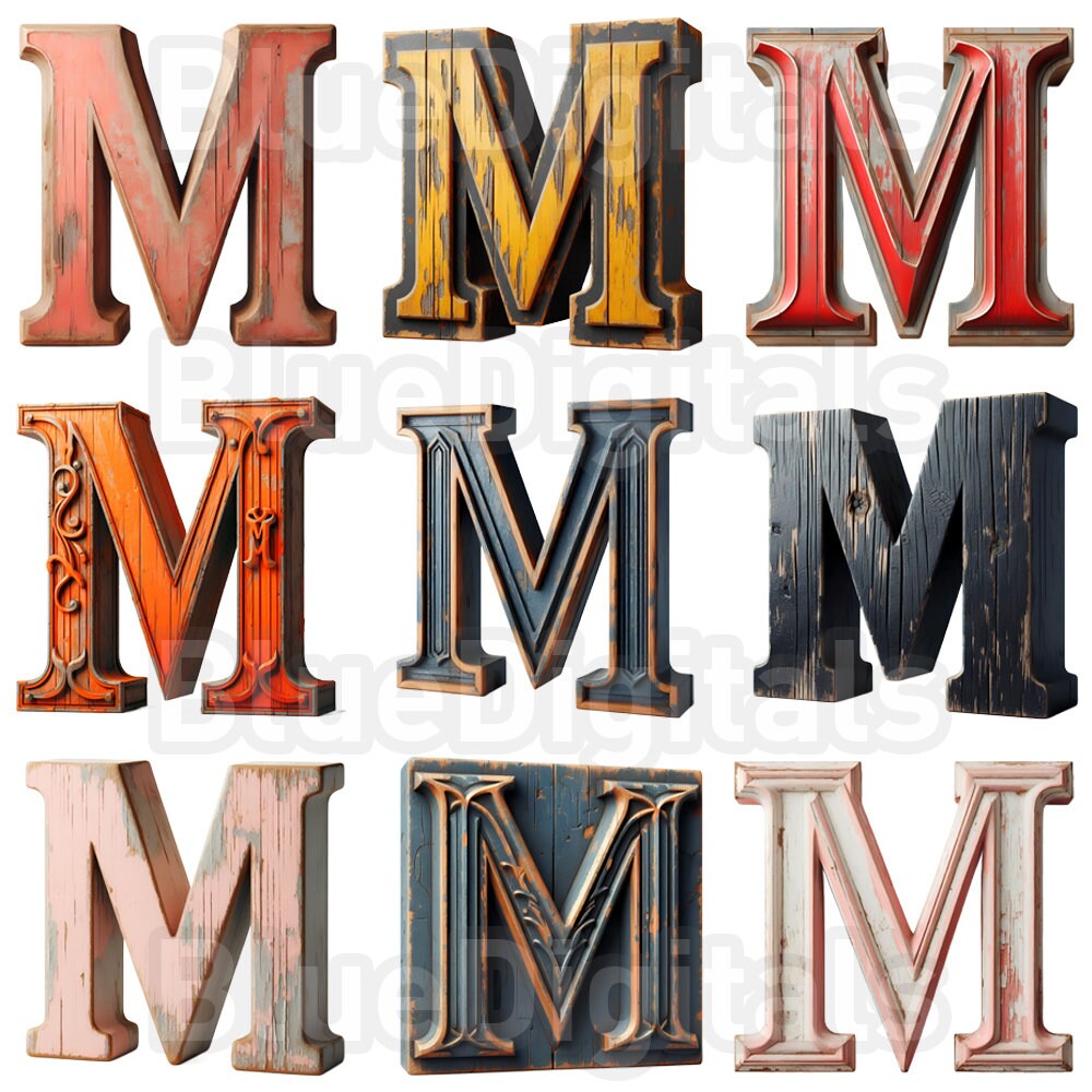 Multiple M Letters Wooden Letters PNG, Letter M Wooden PNG, 25 PNG Letters, 300 Dpi Wooden ...