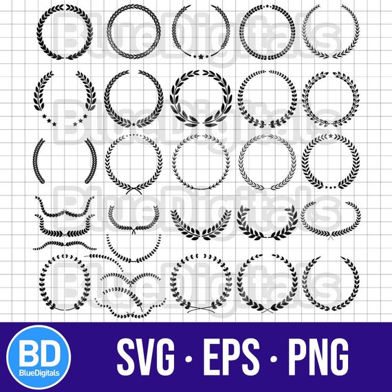 Laurel Wreath Vector | SVG Laurel Icons | EPS Wreath Bundle | Set of PNG Laurels | Award Prize Wreath Svg | 300 ppi Transparent Png