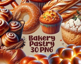 Padaria PNG, Pastelaria PNG, Pão Clipart PNG, Padaria Clipart Bundle Png, Pastelaria Clipart Bundle, Bagel Png, Uso Comercial Sublimação Padaria Png