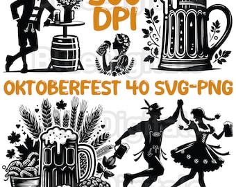 Diseño SVG del Oktoberfest, imágenes PNG del Oktoberfest de 300 ppp, siluetas SVG del Oktoberfest, archivos PNG y SVG de la celebración alemana del Oktoberfest