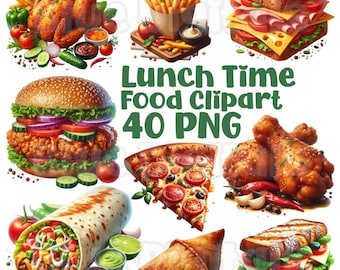 Fast Food PNG, Food Png Clipart, Food Png Bundle, Sandwich Png Clipart, Burger Png Watercolor, Food Sublimation Png, Printable 300 dpi food