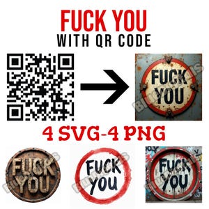 Fuck You QR Code, Funny Message QR Code, Funny QR Code Svg Png Digital Download, Qr Code for Commercial Use
